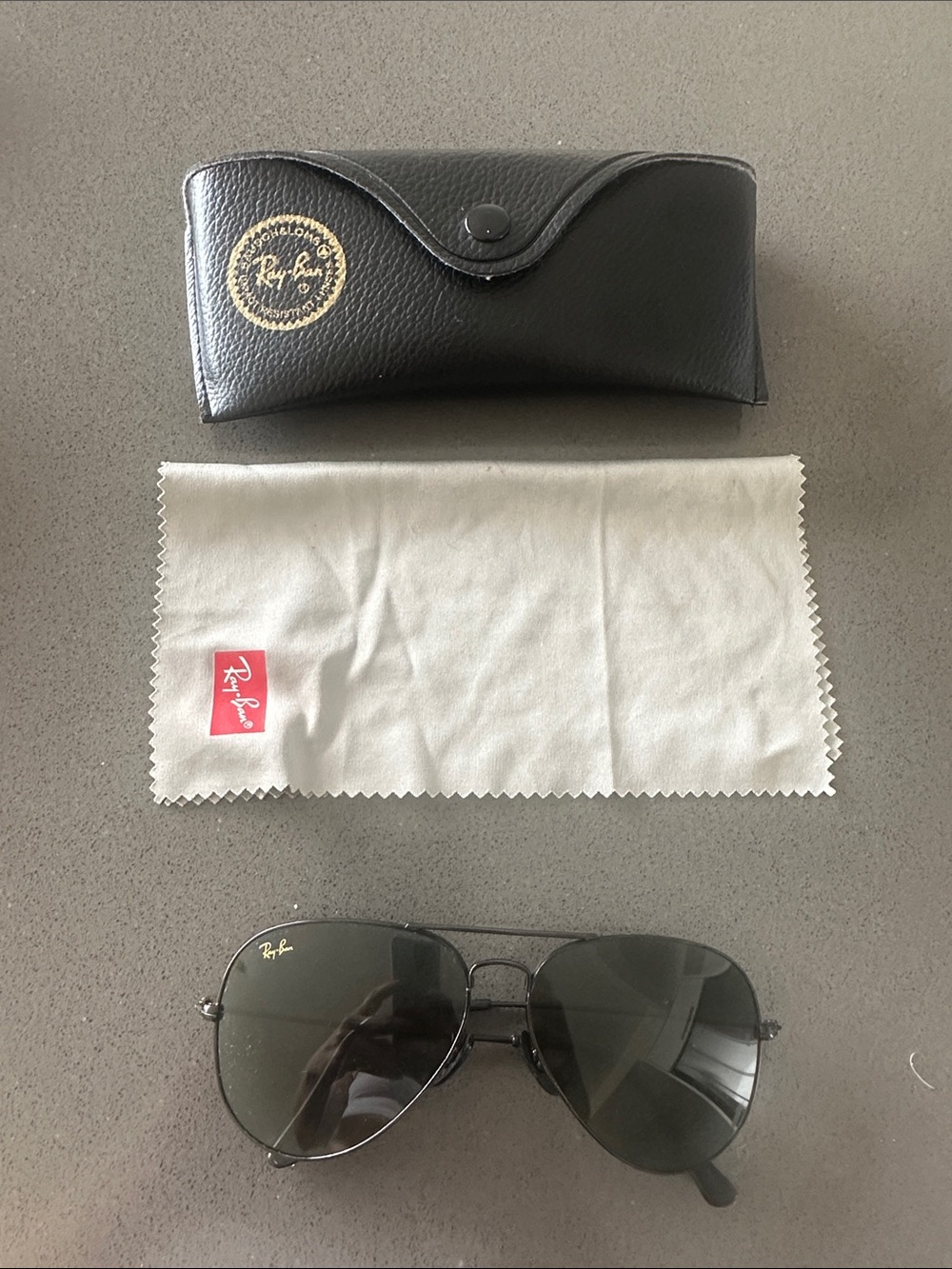 Ray-Ban Aviator Sunglasses in Black with Green Lenses